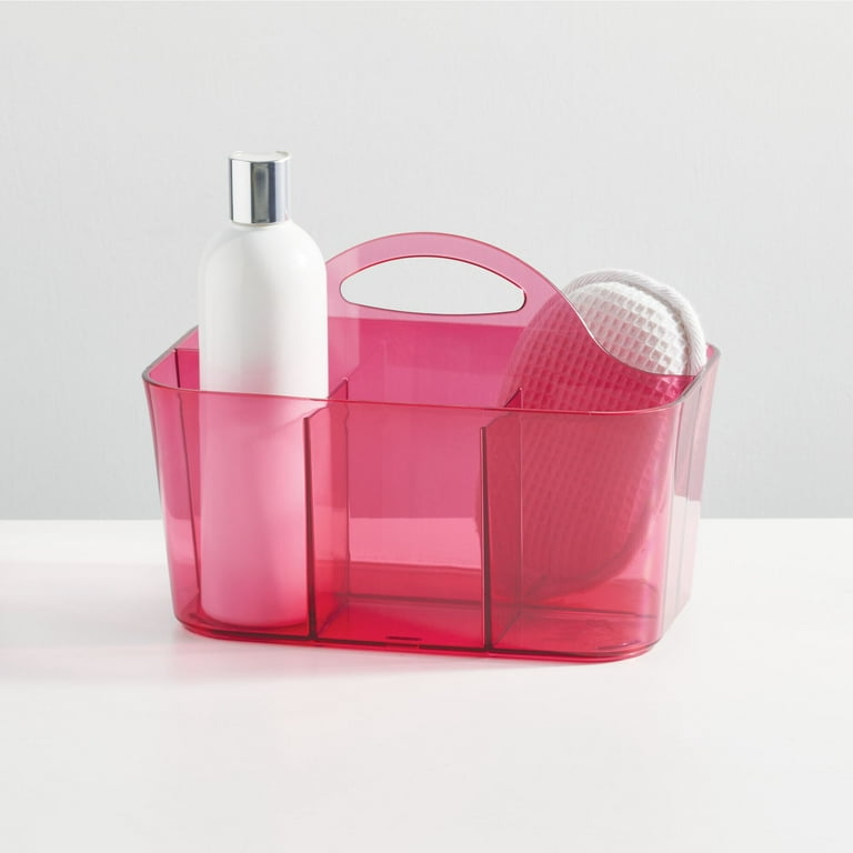 Anyoifax Portable Shower Caddy Cleaning caddy Plastic Basket with Wood Pink