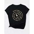 thumbnail image 3 of Camiseta De Verano MujerChic 3D Bird & Letter Print Casual Tee for Women - Crew Neck, Short Sleeve, Breathable Polyester - Perfect for Spring/Summer/FallFather's Day, Mother's Day, New Year, Spring, 3 of 8