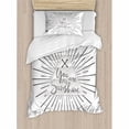 thumbnail image 3 of Quote Duvet Cover Set King Size, Minimalist Monochromatic Tribal Boho Style Rays Lines and Interlace Arrows, Decorative 3 Piece Bedding Set with 2 Pillow Shams, Charcoal Grey White, by Ambesonne, 3 of 3