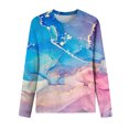 thumbnail image 4 of Pisexur Hauts Grande Taille pour Femmes Tunique à Fleurs Patchwork Col Rond Manches Longues T-Shirts Blouses Décontractées Rayées, 4 of 4
