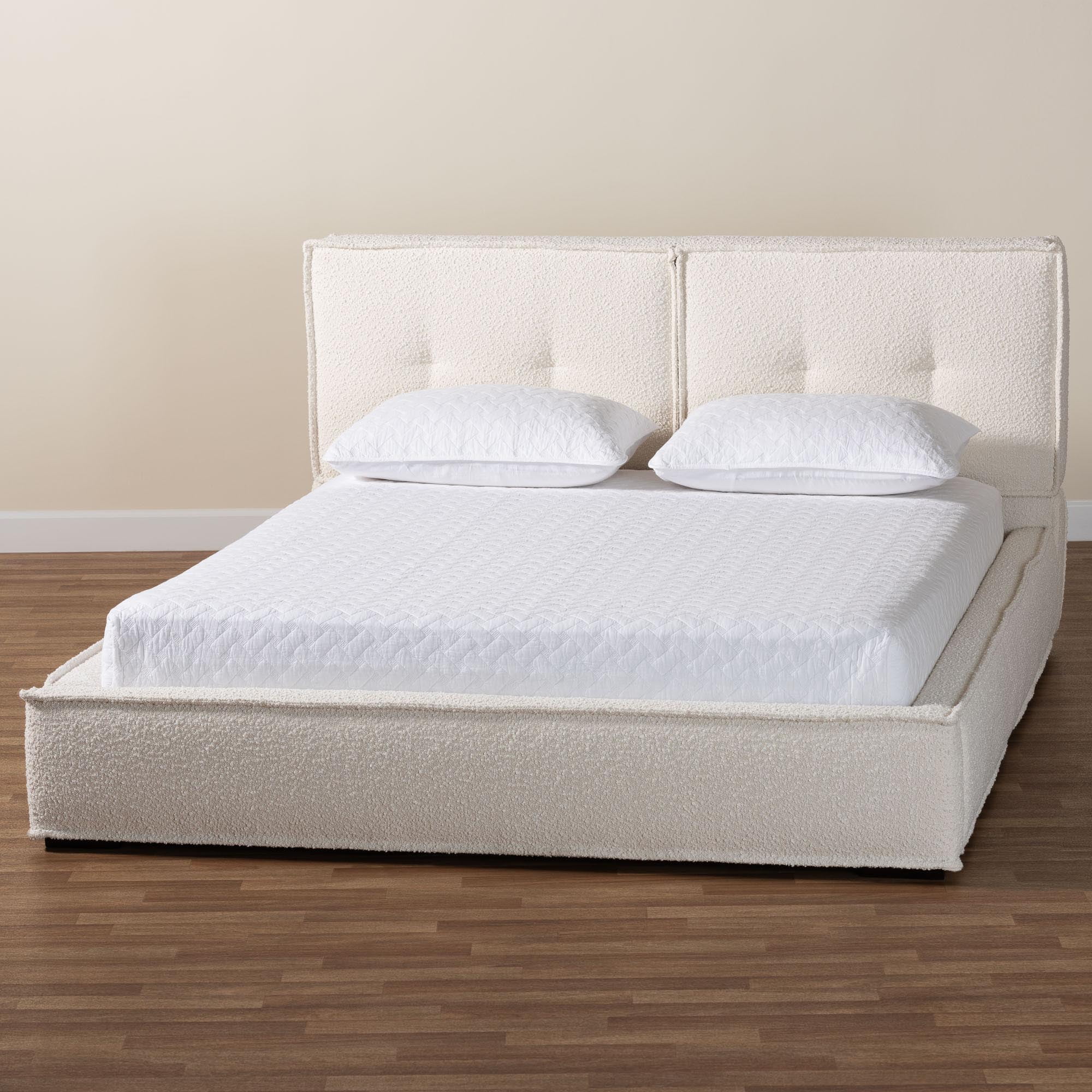 Baxton Studio Laverick Modern Platform Bed, Queen, Cream