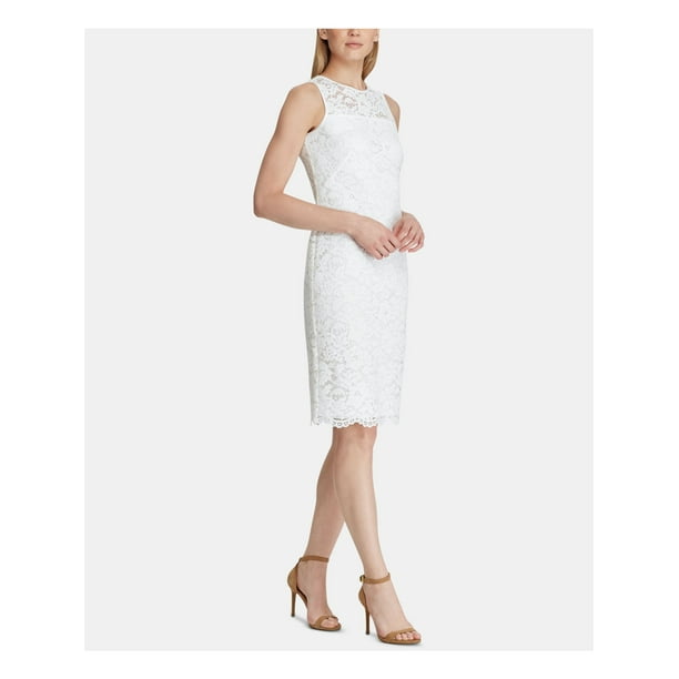 RALPH LAUREN Womens Light Blue Sleeveless Crew Neck Below The Knee