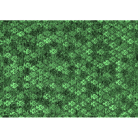 Ahgly Company Indoor Rectangle Abstract Emerald Green Modern Area Rugs, 5' x 8'