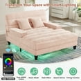 thumbnail image 4 of Oversized Chaise Lounge Chair Indoor, 57" W Chenille Upholstered Sofa Bed with Adjustable Backrest & LED Light Strip, Comfy Deep Seat Sleeper Couch Reading Chairs, for Living Room, Pink, 4 of 9