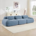 thumbnail image 3 of 3-Seat Sofa with Premium Corduroy Fabric, Modular Multi-Combination, Anti-Slip Design, No Assembly, Curved Armrests, Ergonomic Support, High-Resilience Sponge, For Living Rooms, Bedrooms, Blue, 3 of 9