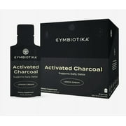 CYMBIOTIKA Activated Charcoal Liquid Supplement with Vitamin E, Gut Health & Digestive Support for Adults, Detox, Support Gas, Bloating, Lemon Cream Flavor, Vegan, 10ml Pouches, 26 Pack
