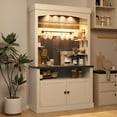 thumbnail image 2 of Litake Coffee Bar Cabinet with Storage LED Buffet Cabinet 72" Farmhouse Kitchen Sideboard Large Coffee Hutch Cabinet with Wine Rack/Glass Shelf for Kitchen, Dining Room, Living Room, 2 of 8