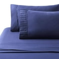 thumbnail image 3 of Marina Decoration Ultra Soft Silky Deep Pocket Solid Rayon from Bamboo Bedding All Season Sheet Set, Navy Blue Color, 3 of 7