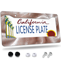 1 Pcs Sparkly White License Plate Frame, License Plate Cover for Car Decorative Parts, Aluminum License Plate Bracket Holder Rust-Proof Weather-Proof for US Standard Car