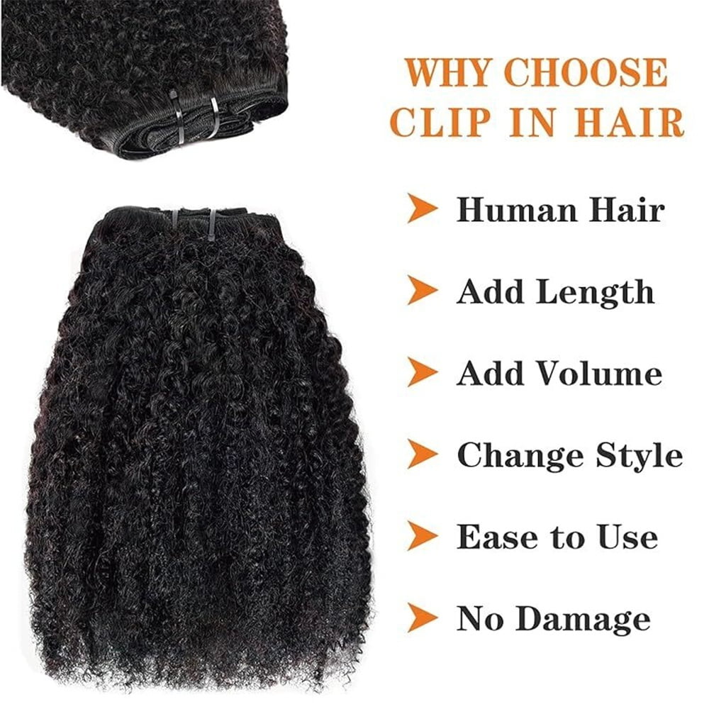 Afro Kinky Curly Clip in Hair Extensions Human Hair Clip in Extensions 8pcs 120g/set Brazilian Remy Hair Curly Hair Clip Ins for Black Women