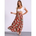 thumbnail image 2 of DARING DIVA Women's Floral Skirt Elastic High Waist A-line Maxi Boho Skirts XS Red, 2 of 6