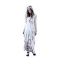 thumbnail image 1 of Adult Women's Irregular Blood Corpse Bride Halloween Long Dress Party Cosplay Costume with Veil - Size M (White), 1 of 2