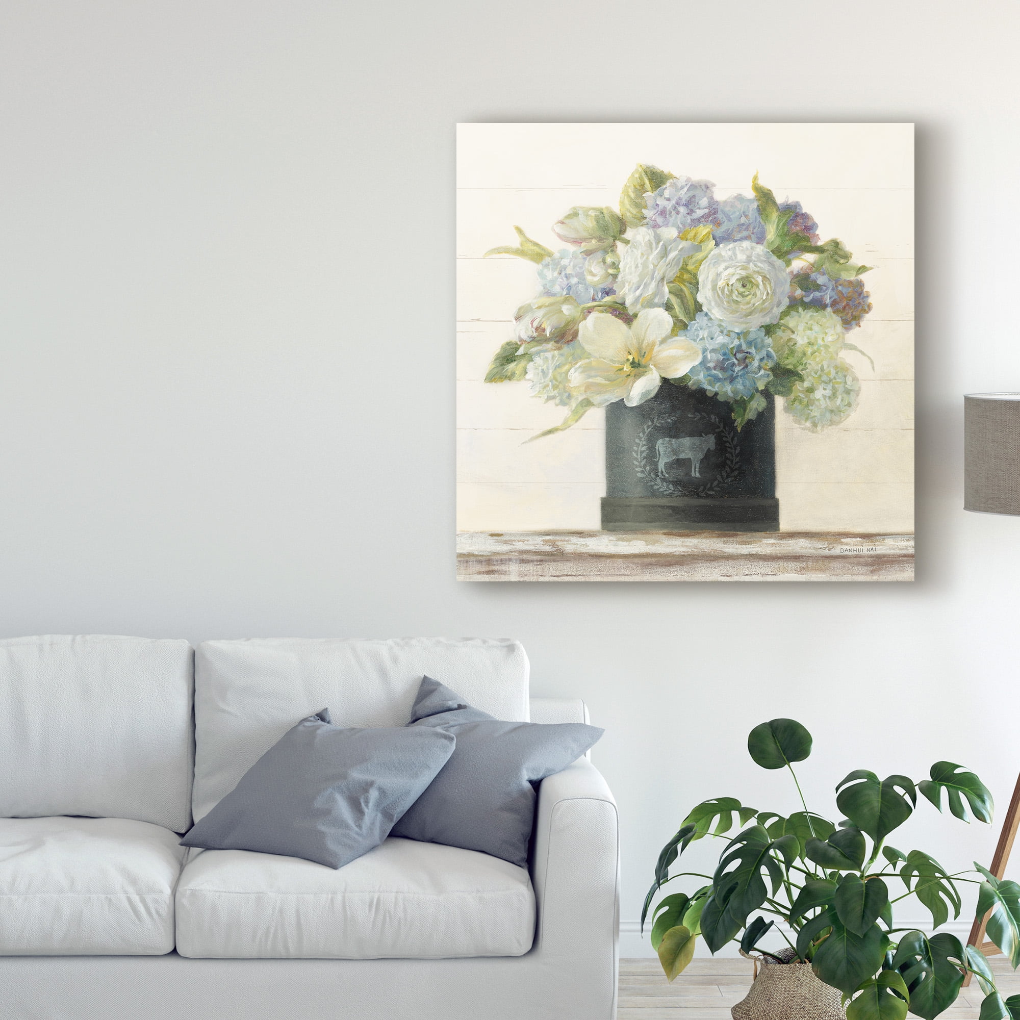 Trademark Fine Art 'Tulips in Hatbox Shiplap' Canvas Art by Danhui Nai