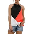 thumbnail image 3 of Gvmfive Women Colorblock Sleeveless Tank Tops Halter Neck Lace Up T Shirt, 3 of 7