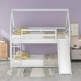 thumbnail image 2 of Harper & Bright Designs Twin Over Twin Floor Bunk Bed, Twin Size House Bunk Bed with Slide, Ladder, Guardrail and Roofs for Bedroom, White, 2 of 8