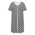 thumbnail image 5 of Oksale Dot Printing Sleep Dress for Women with Pockets Trendy Zip Up Mini Night Gowns Short Sleeve Pajama Dress Soft Casual Sleepwear Dark Gray M, 5 of 6