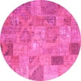 thumbnail image 1 of Ahgly Company Indoor Round Patchwork Pink Transitional Area Rugs, 4' Round, 1 of 4