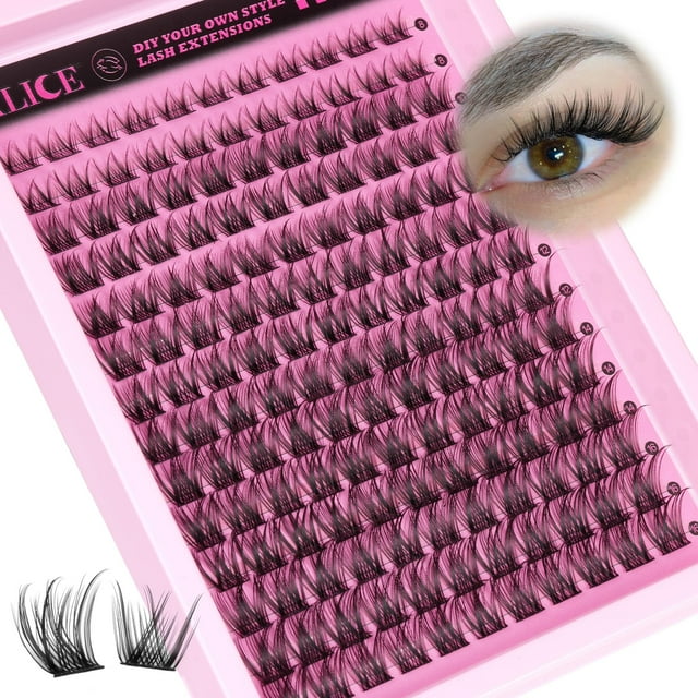 ALICE Extensiones de pestañas naturales en racimo, extensiones de pestañas DIY, extensiones de pestañas esponjosas y tenues, racimos de pestañas en forma de D, pestañas individuales, 154 unidades