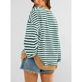 thumbnail image 6 of PRETTYGARDEN Womens Striped Oversized Sweatshirt Color Block Crew Neck Long Sleeve Casual Loose Pullover Top Y2K Clothes, 6 of 9