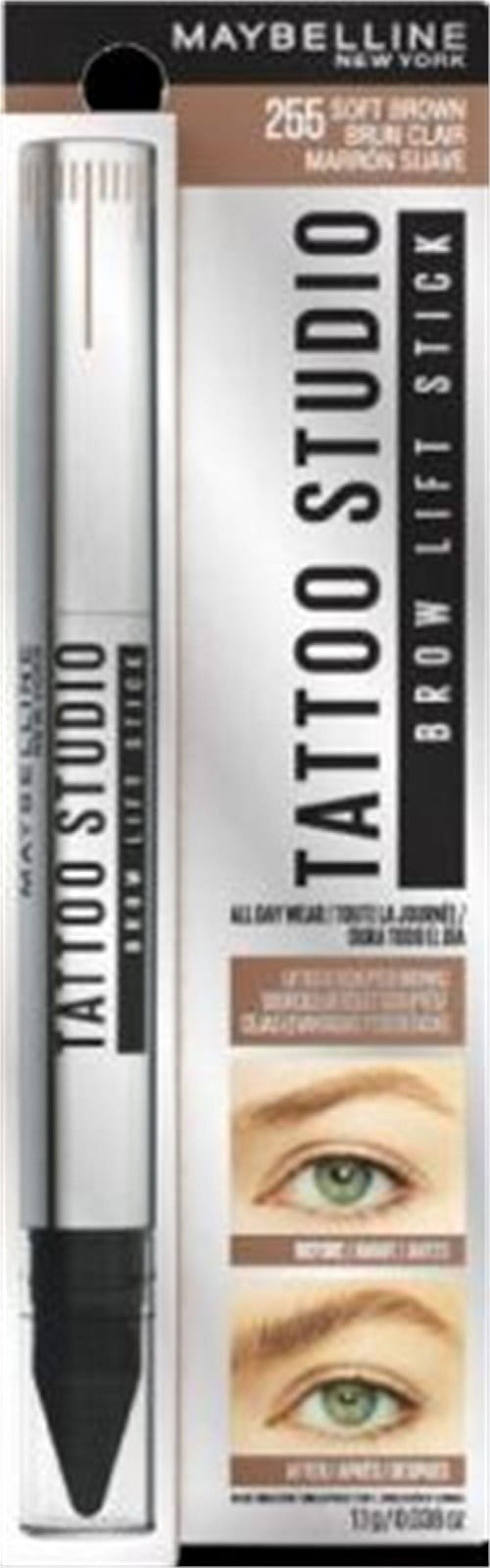 (4 pack) Maybelline Tattoo Studio Brow Fade and Smudge Resistant Lift Stick, Soft Brown