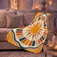 thumbnail image 6 of Golden Sun Circle with Retro Bands, Cozy Modern Style for Sun Lovers, Warm Geometric Solar Pattern and Housewarming Gift, Cozy Flannel Blanket for Bedroom and Living Room, Home Decor, 6 of 9