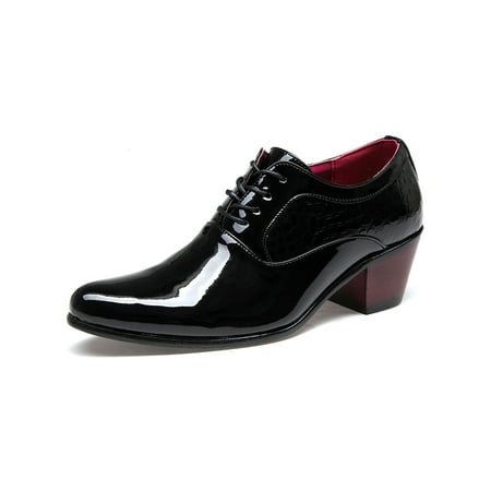 

Gomelly Mens Oxfords Formal Dress Shoes Lace Up Derby Shoe Lightweight Work Wedding Bright Black 5.5
