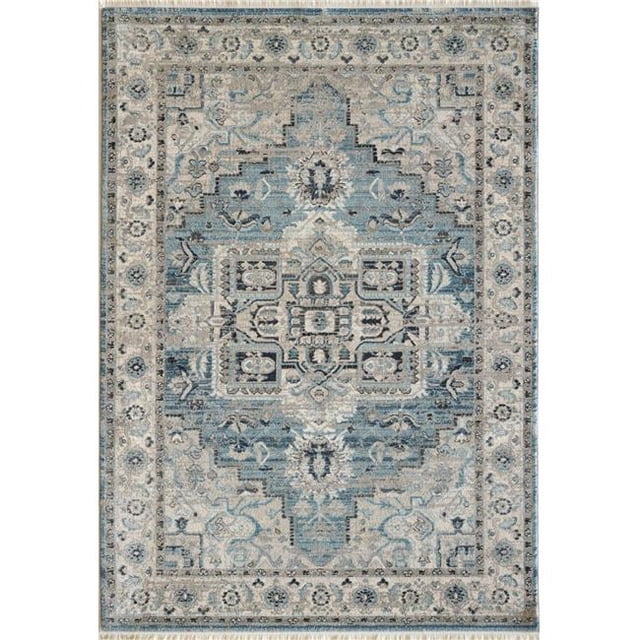 Dynamic Rugs JN7106882500 6 Pi 7 Po x 9 Pi 2 Po Juno 6882 Rectangle Zone de Transition Tapis - 500 Bleu Clair & Crème
