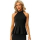 thumbnail image 1 of Chaleco peplum plisado con cuello halter sin mangas de verano para mujer Negro XL, 1 of 5