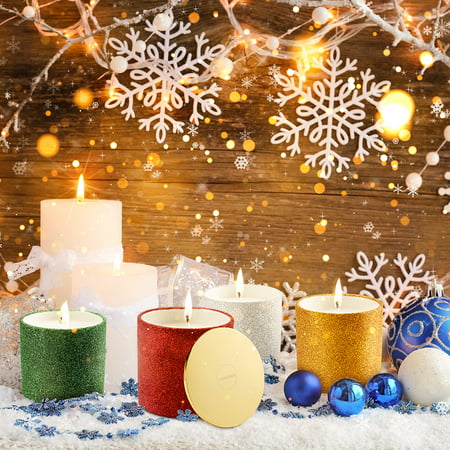 Holiday Gift, Christmas Candles-Glitter Cup Scented Candle Set, 4-Piece 7.4 Oz Natural Soy Wax Candles Fragrance Best Gifts for Bath Yoga Aromatherapy Party - Vanilla, Rose, Lavender & White (The Best Christmas Candles)