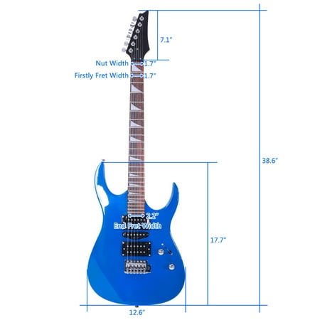 GLiving Electric Guitar Burning Fire Style Electric 6 String Guitar  with HSH Acoustic Pick-up Blue 