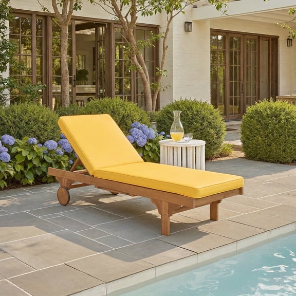 SAFAVIEH Newport Outdoor Patio Chaise Lounge Chair, Natural/Yellow