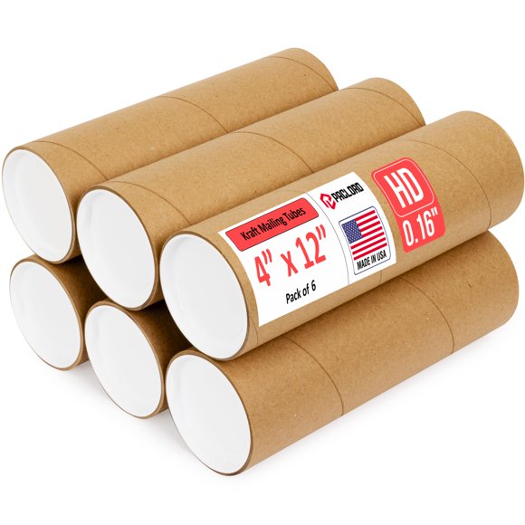 Tubo de correo Paclord, 10 x 30 cm, cartón resistente, paquete de 6