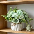 thumbnail image 4 of Rewenti Artificial Flower with Small Ceramic Vase Fake Silk Variety Flower Balls Flowers Decoration Table Appropriate Home Party office Wedding, 4 of 6