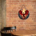 thumbnail image 5 of Rustic Round Wooden Wall Art Sign, 8" Decorative Home Decor, Vintage Dragon Fantasy Red Designs, Easy Hang, Gift-Ready for Christmas Living Room Bedroom Kitchen Office, 5 of 8