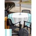 thumbnail image 5 of Outdoor Tablecloth with Umbrella Hole for Patio/Picnic/Party/Camping, Teal Green Striped Waterproof Table Cloth Square Cover Washable, Farmhouse Simple Line Vertical Stripes (54"x 54"), 5 of 9