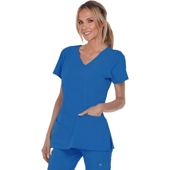 Grey's Anatomy Signature 2130 Women's Mock Wrap Scrub Top New Royal 3XL