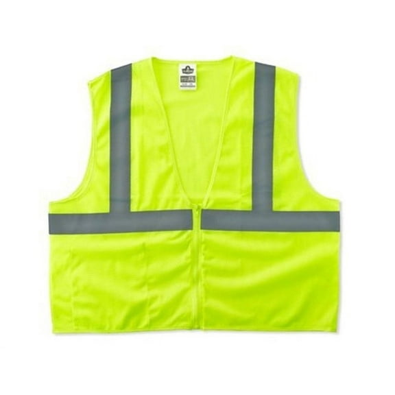 Ergodyne GloWear High Visibility Lime Reflective Safety Vest with Zipper Closure, Large/X-Large