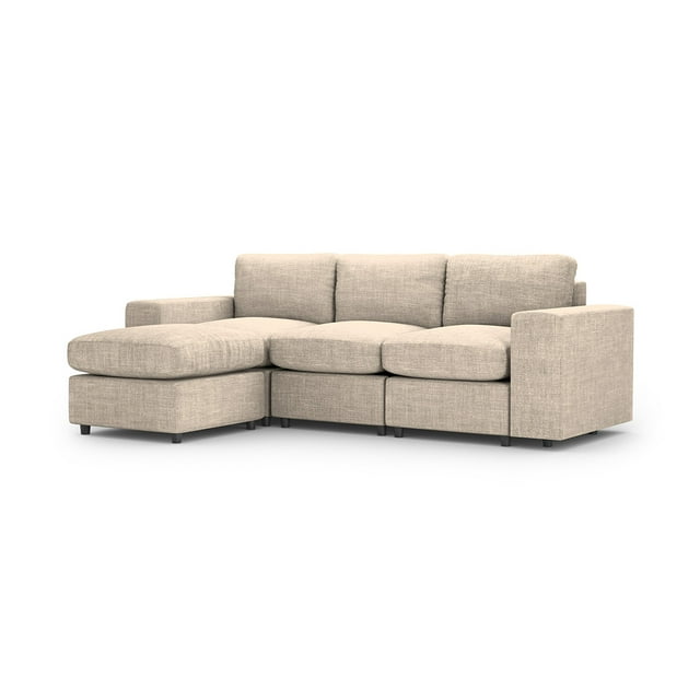 Sofá Seccional Modular Adapti 3 Plazas Reposabrzo Ancho + Otomano Gris Carbón