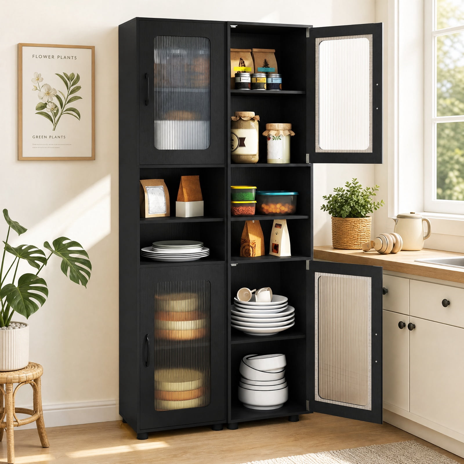 Vebreda Freestanding Bathroom Storage Cabinet, Tall Bathroom Storage Cabinet 67 Inches Freestanding Storage Organizer, Flexible Storage Options