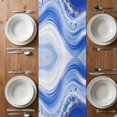 thumbnail image 6 of Blue Waves Abstract Table Runner - 36 Inch Long, Kitchen Dining Table Runner Dresser Scarves, Ocean Fluid Gradient Luxury Farmhouse Decor for Coffee Tables Wedding Party Banquet, 6 of 8