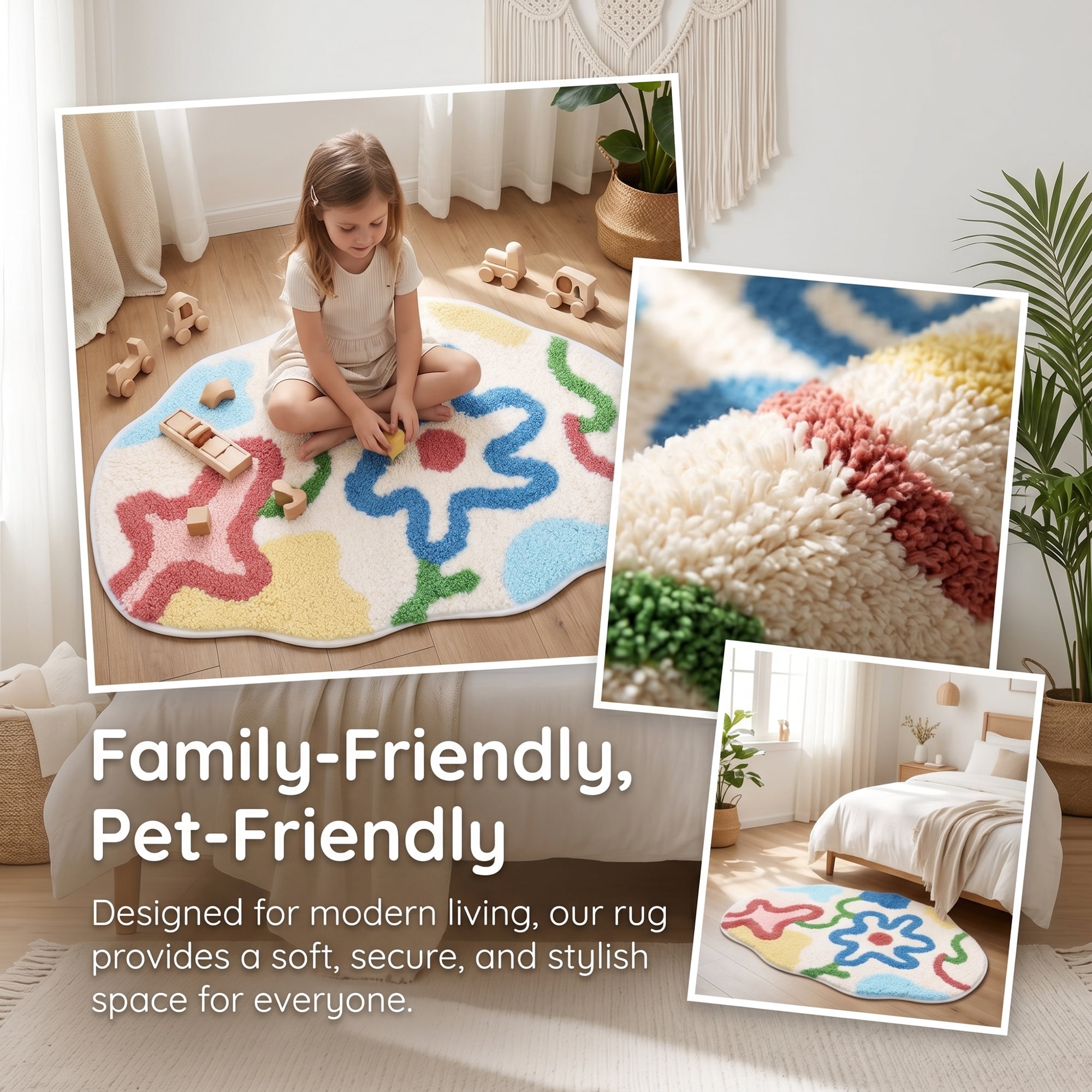 Unique Bargains Printed Bathroom Rug Ultra Soft Absorbent Plush Bath Mat Multicolor 30" x 18"