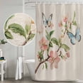 thumbnail image 4 of Country Flowers Shower Curtain Set - 72" x 78" Washable Bathtub Curtain with 12 Hooks, Watercolor Spring Floral Butterfly Waterproof Fabric Stall Shower Curtains for Bathroom/Bathtub Décor, 4 of 6