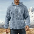 thumbnail image 3 of Chiccall Fuzzy Hoodies for Men Pullover Textured Hooded Sweater Warm Winter Casual Loose Outerwear with Pocket, 3 of 5