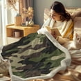 thumbnail image 3 of Green Camouflage Fleece Throw Blanket for Kids Boys Soft Brown Camo Camping Sherpa Blanket for Couch Chair, Twin (60" X 80"), 3 of 6