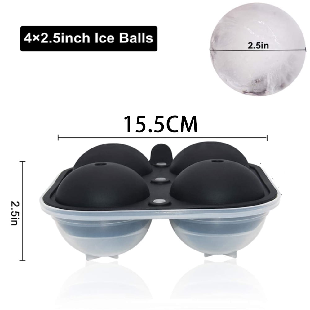 SKYCARPER Large Ice Sphere Mold Tray - Whiskey Ice Sphere Maker - Makes 2 inch Ice Balls (Black), Size: 1PC(Ball)