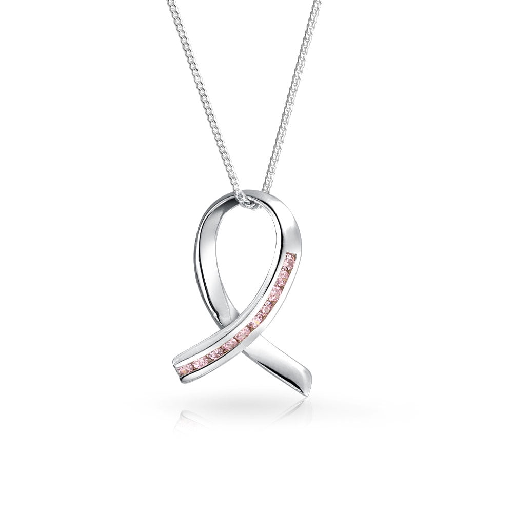 Bling Jewelry Pave Cubic Zirconia CZ Pink Ribbon Breast Cancer