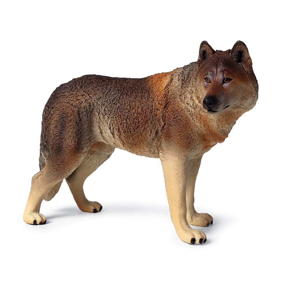 2x Simulation Wild Animal Model Figurine Educational Toy Black Wolf 