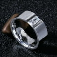 thumbnail image 3 of 8mm Smooth Single CZ Band Men Women's 316L Stainless Steel Silver Ring Size 6-12, 3 of 6