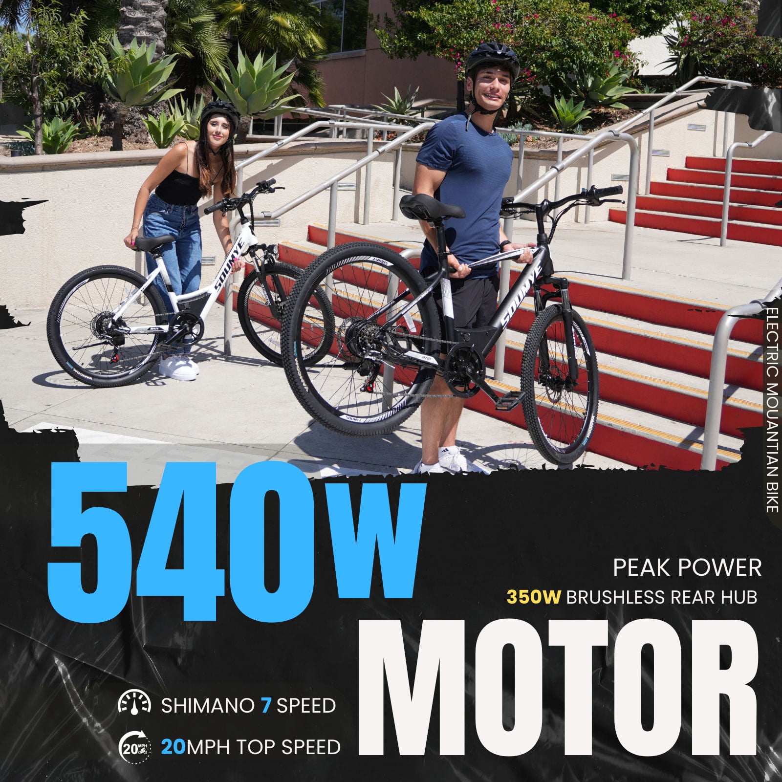 Electric Mountain Bike for Adults 26" Step-Thru/Over Commuting Ebike for Men Women with Peak Power 540w, 360Wh Built-in Battery, LCD Display, 7 Gears & Front Shock Absorber