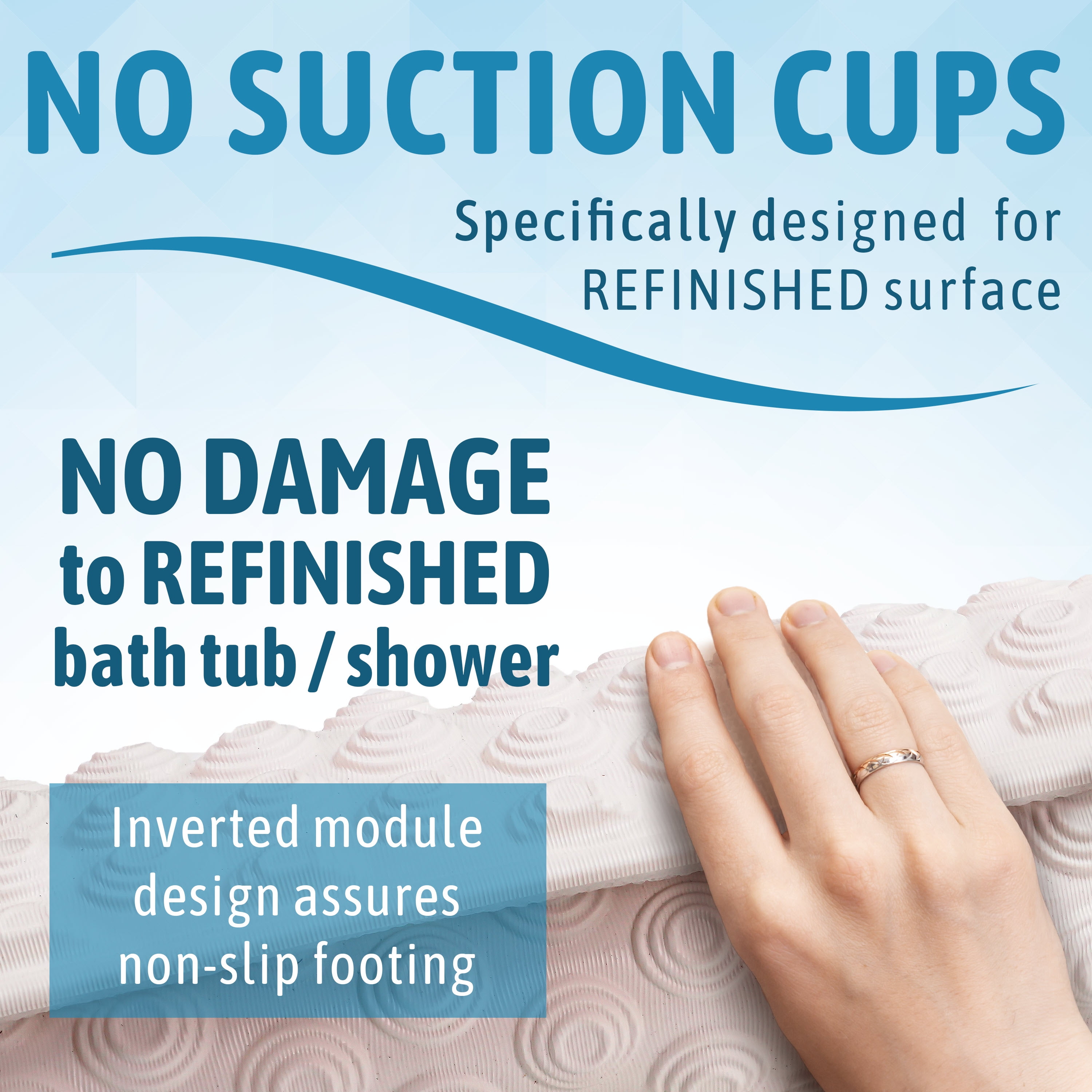 No Suction Cup Bath Mat, Made in Italy - Safe for All Ages - Bath mat for refinished tub. Will not fray Like Rubber bathmats.